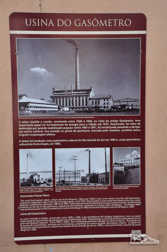Informações históricas sobre a Usina do Gasômetro, em Porto Alegre, no Rio Grande do Sul